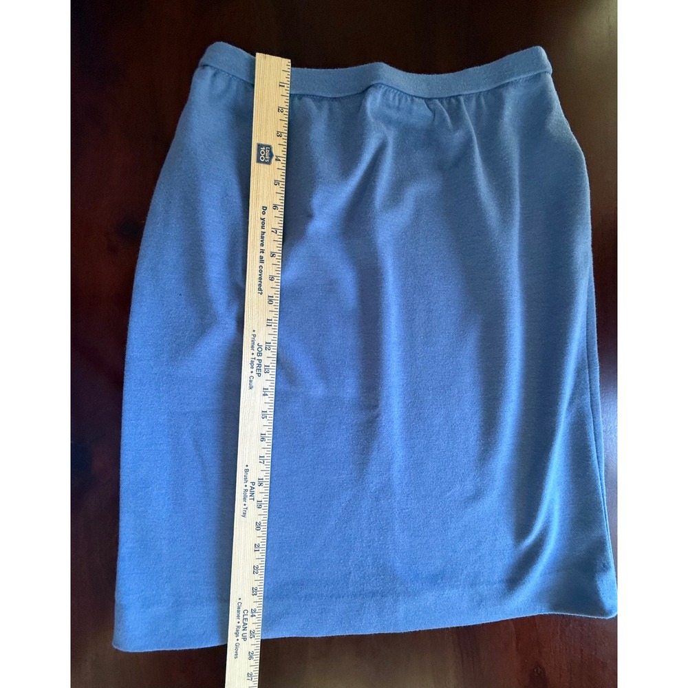 Hooper Associates Ltd Vintage Blue 100% Pure Wool Knit Pencil Skirt Size 8-10